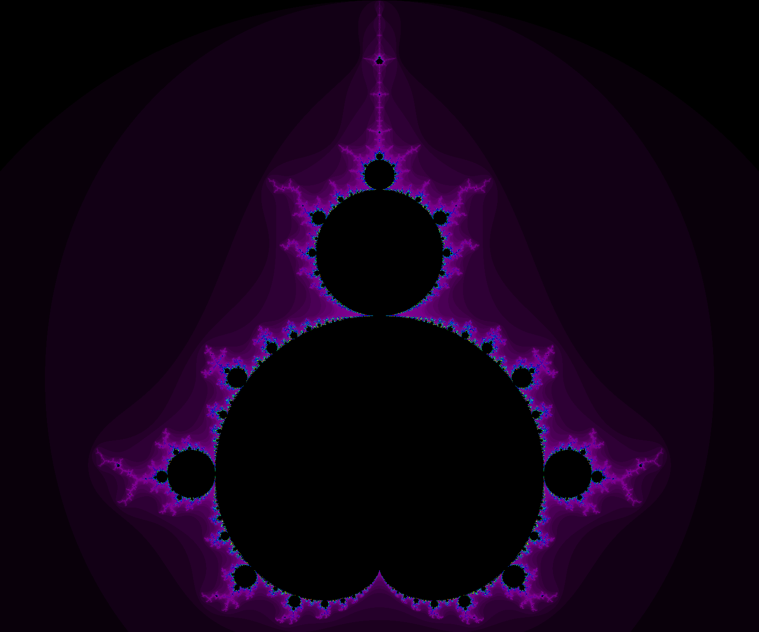The Mandelbrot set rendered with the nipy_spectral colormap: dense spectral escape bands from black through violet.