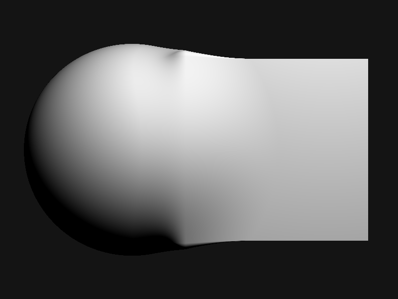 A sphere and a box merged into a single smooth, continuous surface.